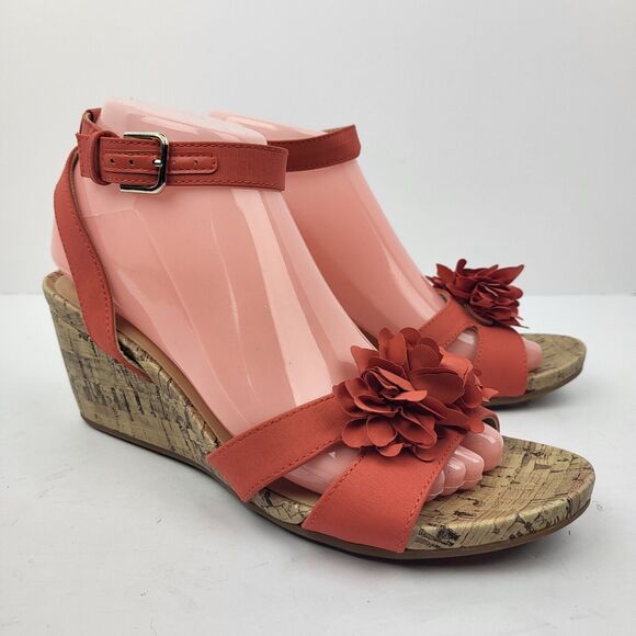 Naturalizer Womens Areda-Flower tangerine Wedge Sandals 8 M - Picture 7 of 12